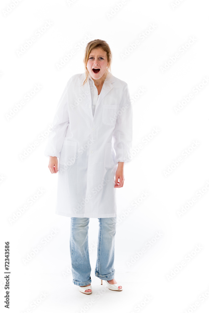 model isolated on plain background furious screaming model isolated on plain background furious screaming