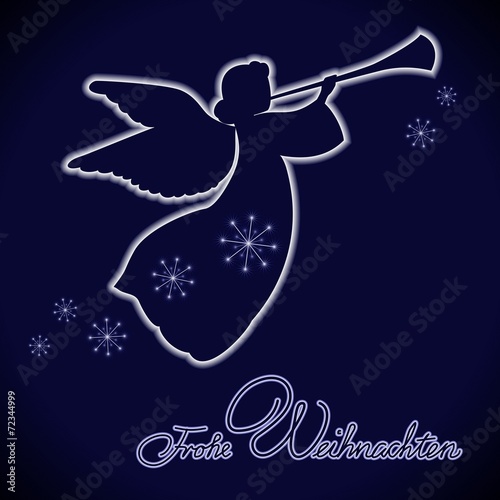 Engel mit Trompete Frohe Weihnachten