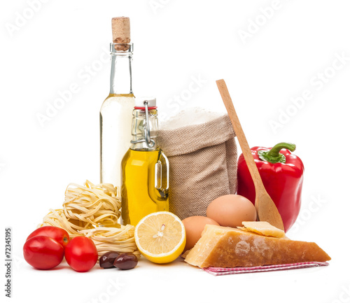 set of ingredients for food cooking isolated
