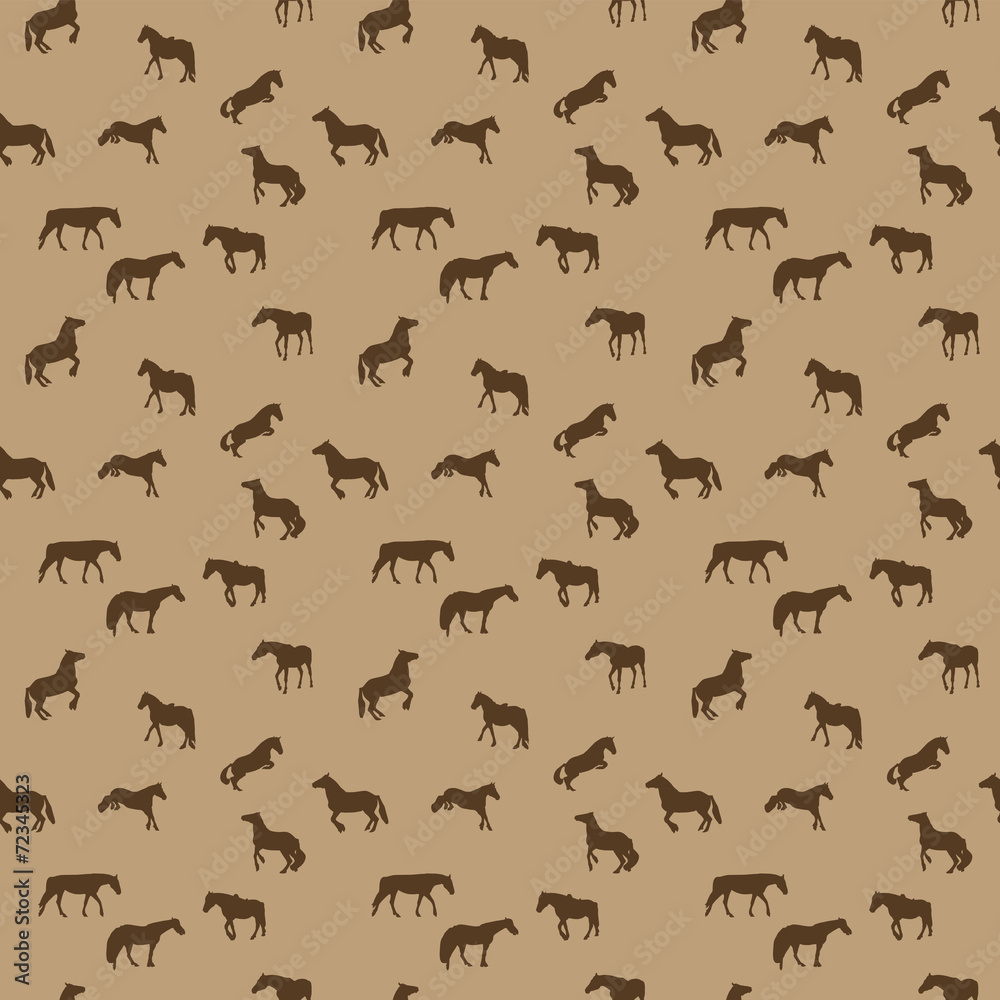 Horse Runs, Hops, Gallops Isolated. Seamless Pattern.