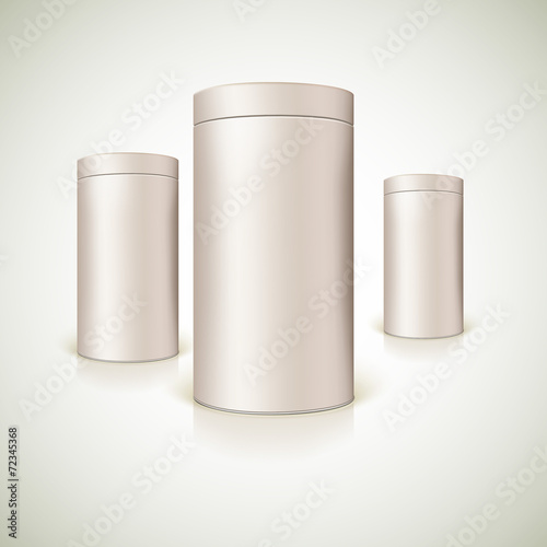 Set of round tins, packaging.