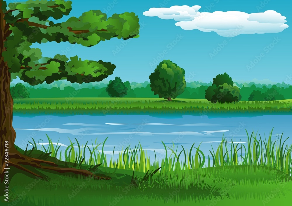 Naklejka premium Landscape with river