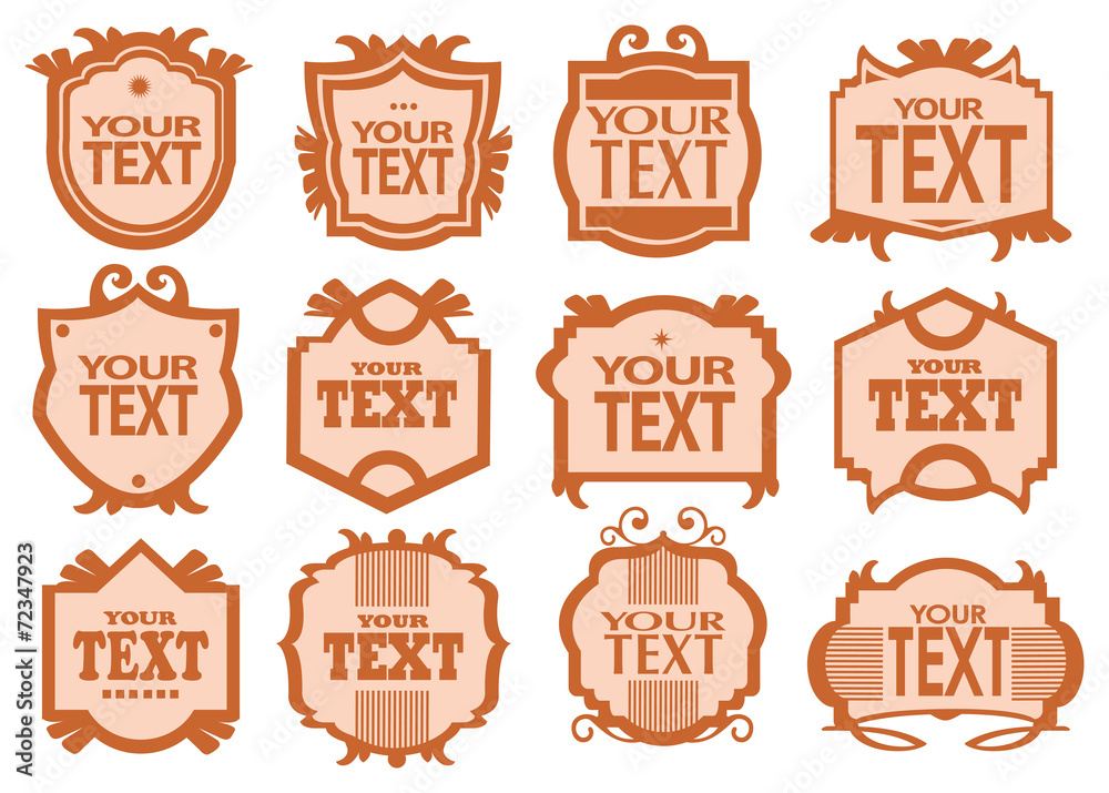 Set of Orange Retro Frames Vector design