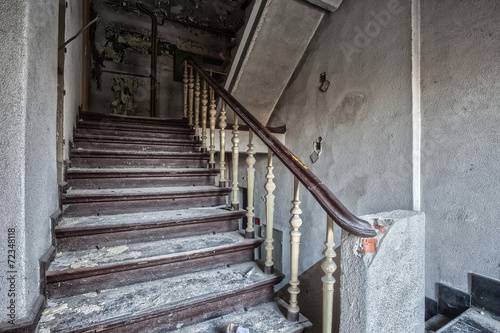 Stairs inside the destroyed building