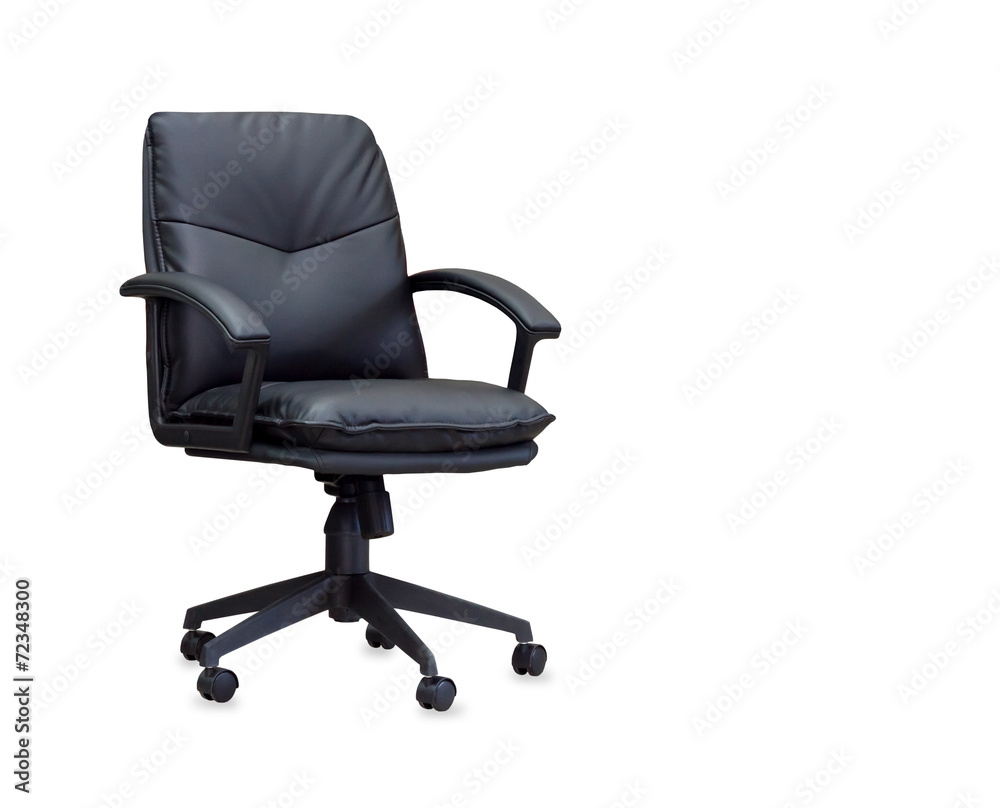 The office chair from black leather. Isolated The office chair from black leather. Isolated