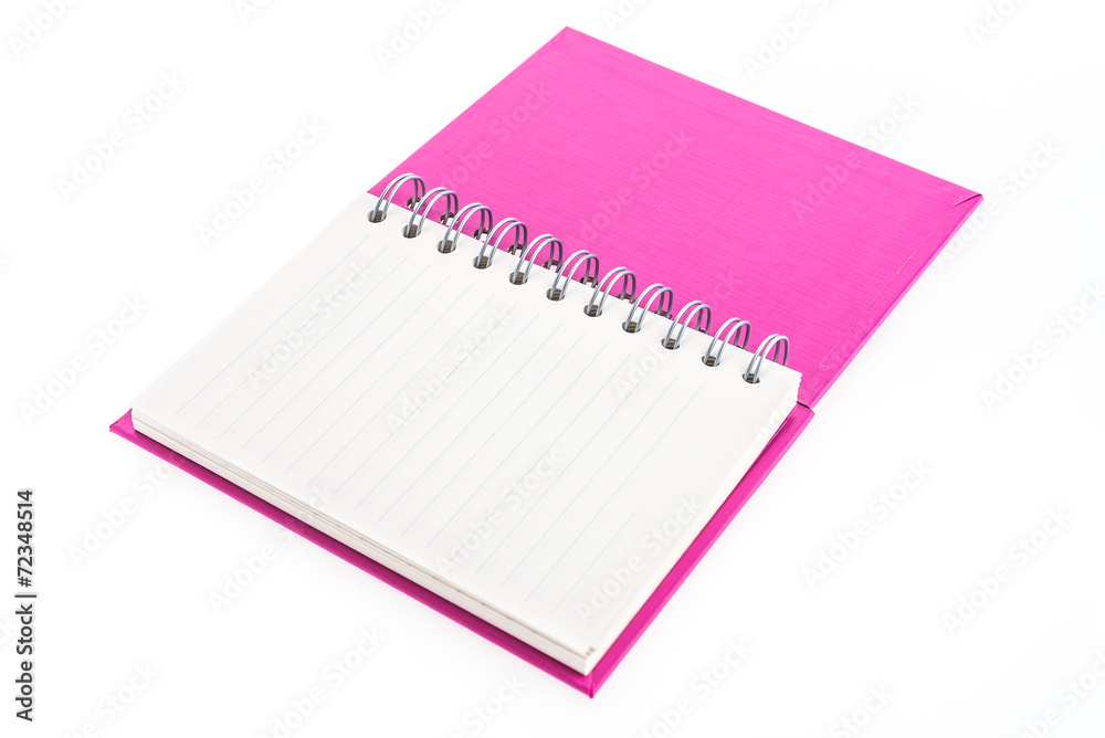 Pink note book isolated on white background Pink note book isolated on white background