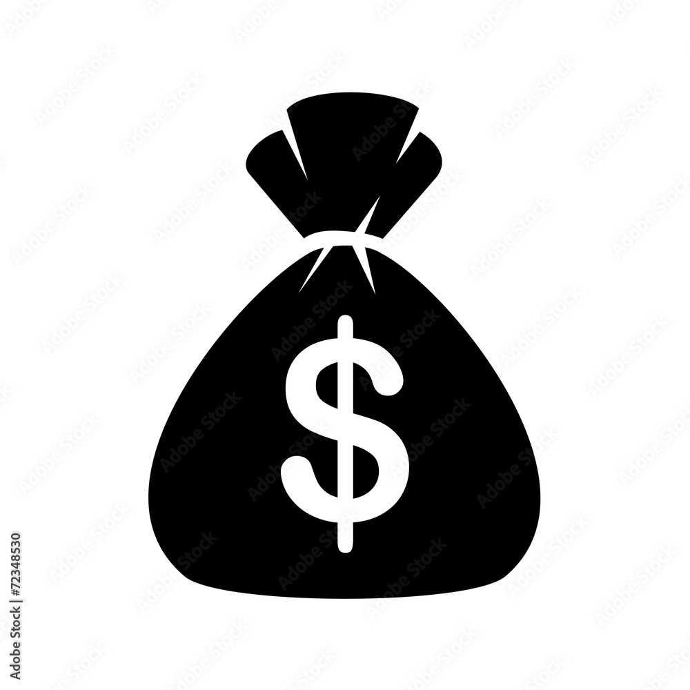 Money Bag Icon on White background. Vector - obrazy, fototapety, plakaty 