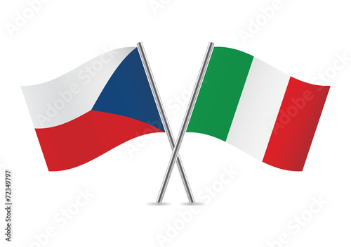 Czech and Italian flags. Vector illustration.