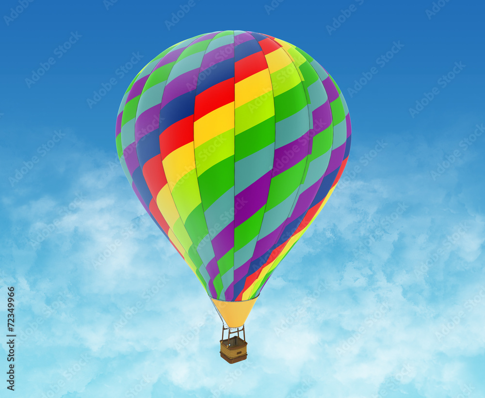 Naklejka premium Beautiful Hot Air Balloon against a deep blue sky.