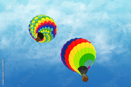 Beautiful Hot Air Balloons against a deep blue sky.