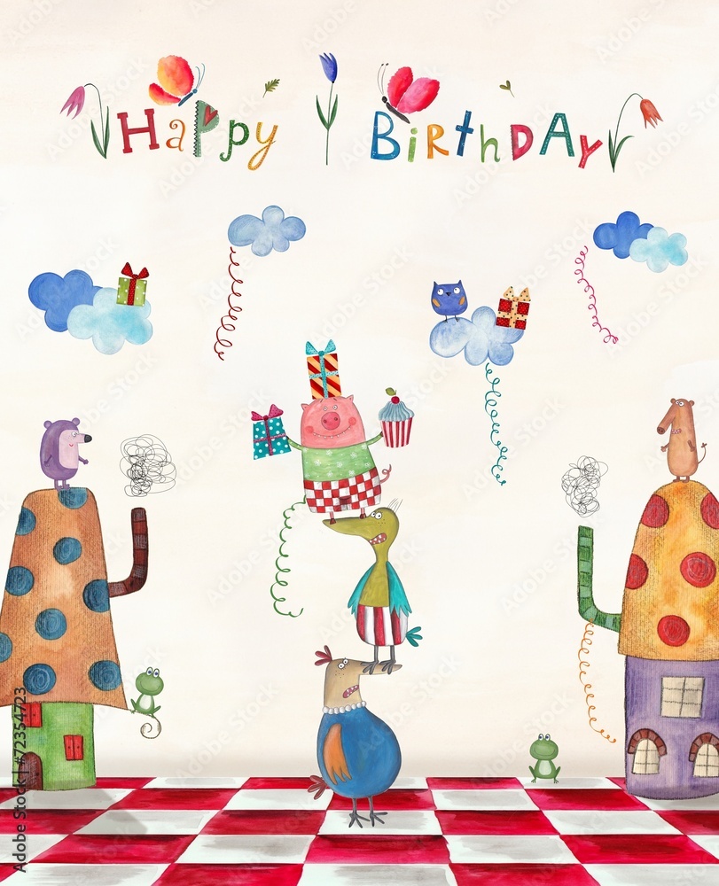 Fototapeta premium Birthday greeting card