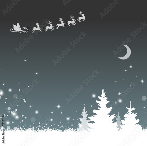 Weihnachten Schlitten Elche Mond