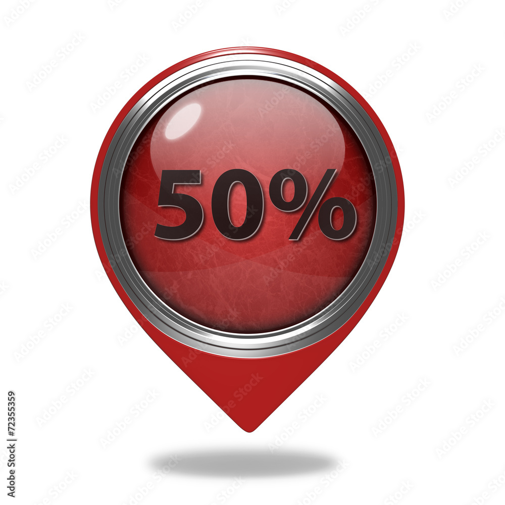 Fivety percent pointer icon on white background Fivety percent pointer icon on white background