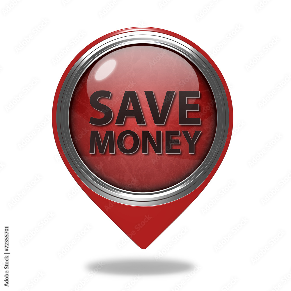 Save money pointer icon on white background