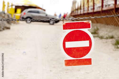 Red forbidden access sign photo