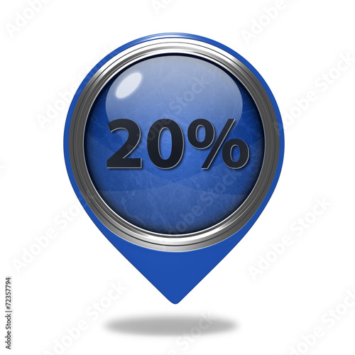 Twenty percent pointer icon on white background