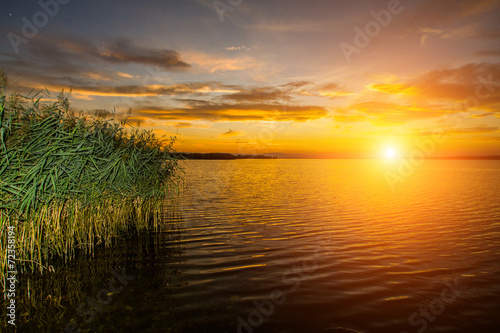 Sunset over lake