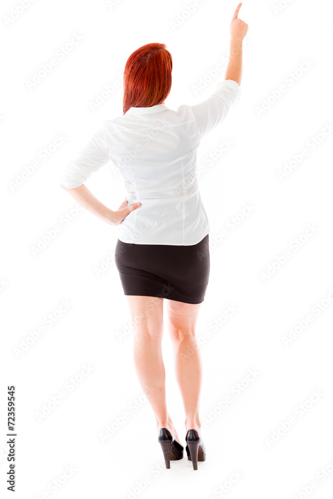 model isolated on plain background back pointing model isolated on plain background back pointing