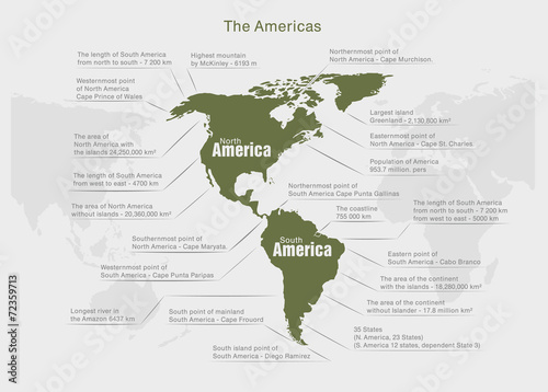 infographics continent America green and gray