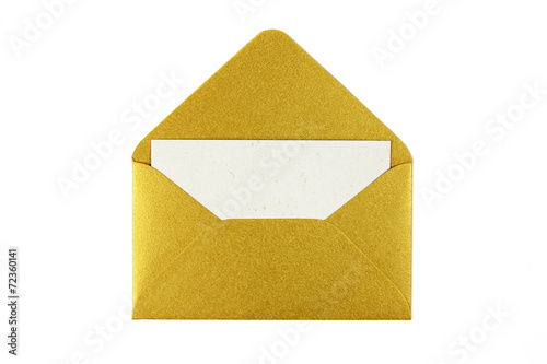 gold envelope with blank white card