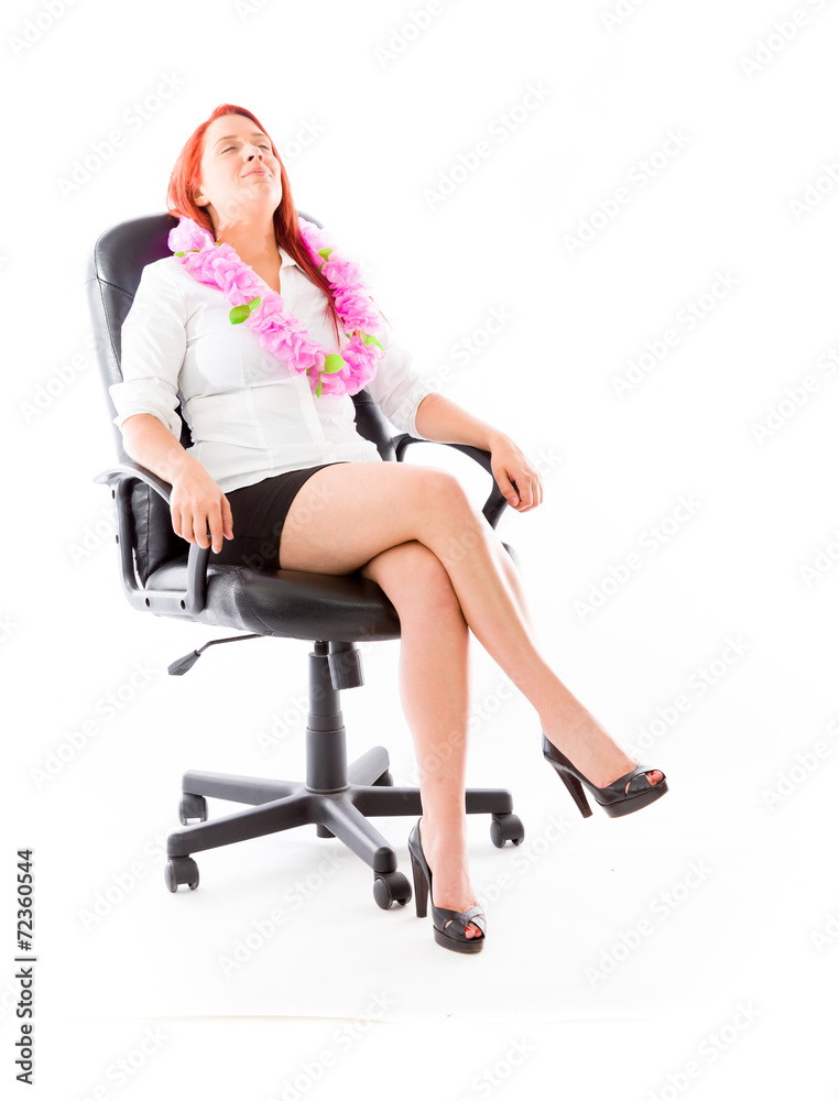 model isolated on white in an office chair model isolated on white in an office chair