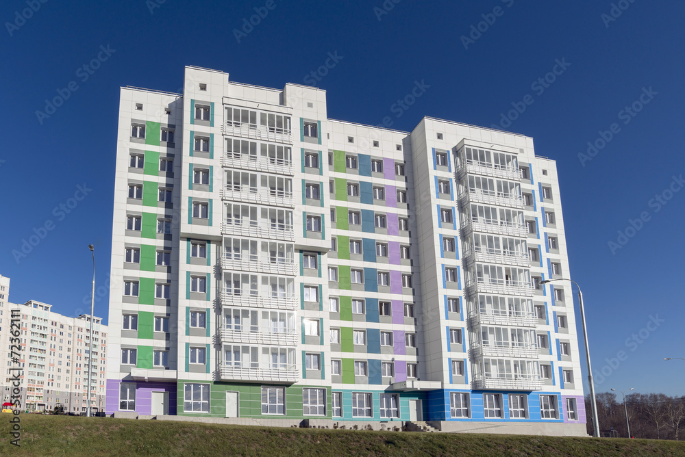 High residential buildings on the background of  blue sky