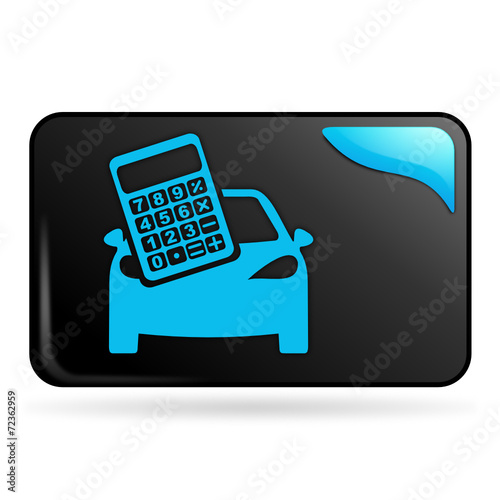 calculatrice automobile sur bouton web rectangle bleu