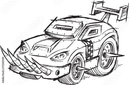 Armored Car Vehicle Sketch Vector Illustration Art