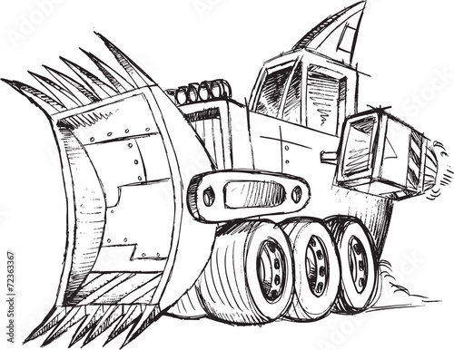 Armored Bulldozer Vehicle Sketch Vector Illustration