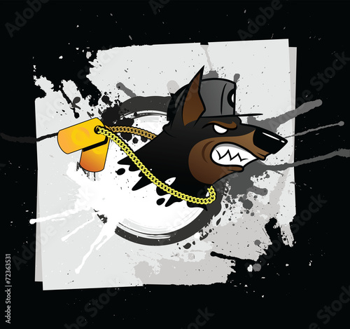Doberman grunge styled print