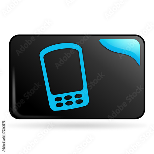 téléphone sur bouton web rectangle bleu