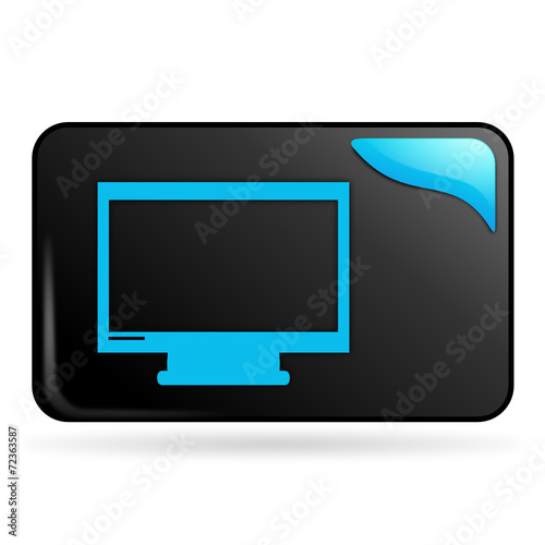 télévision sur bouton web rectangle bleu