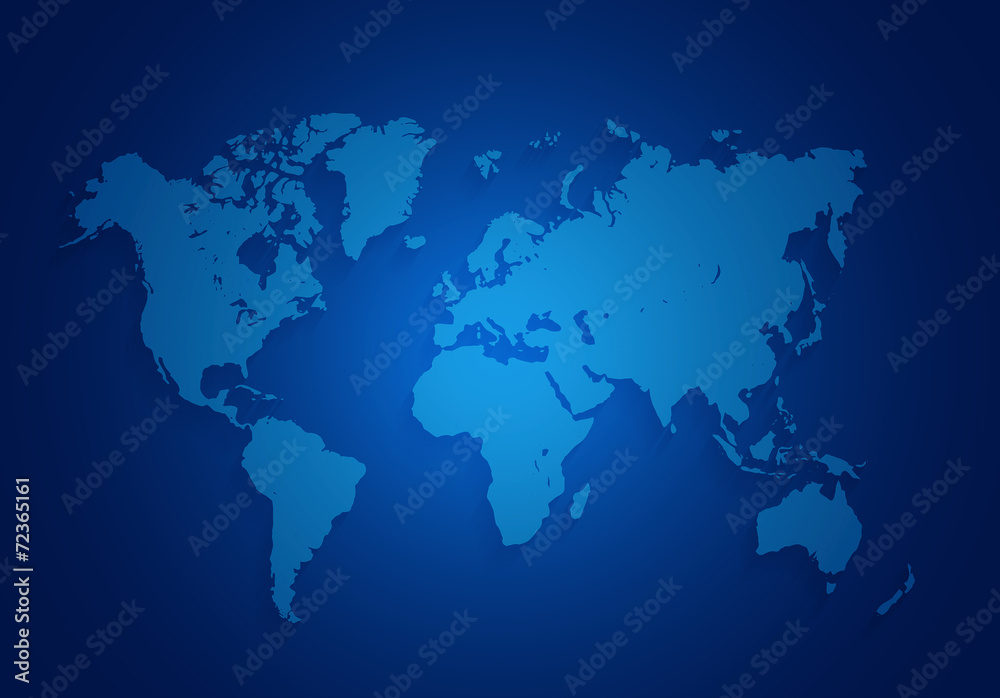world map located on a dark blue background. world map located on a dark blue background.