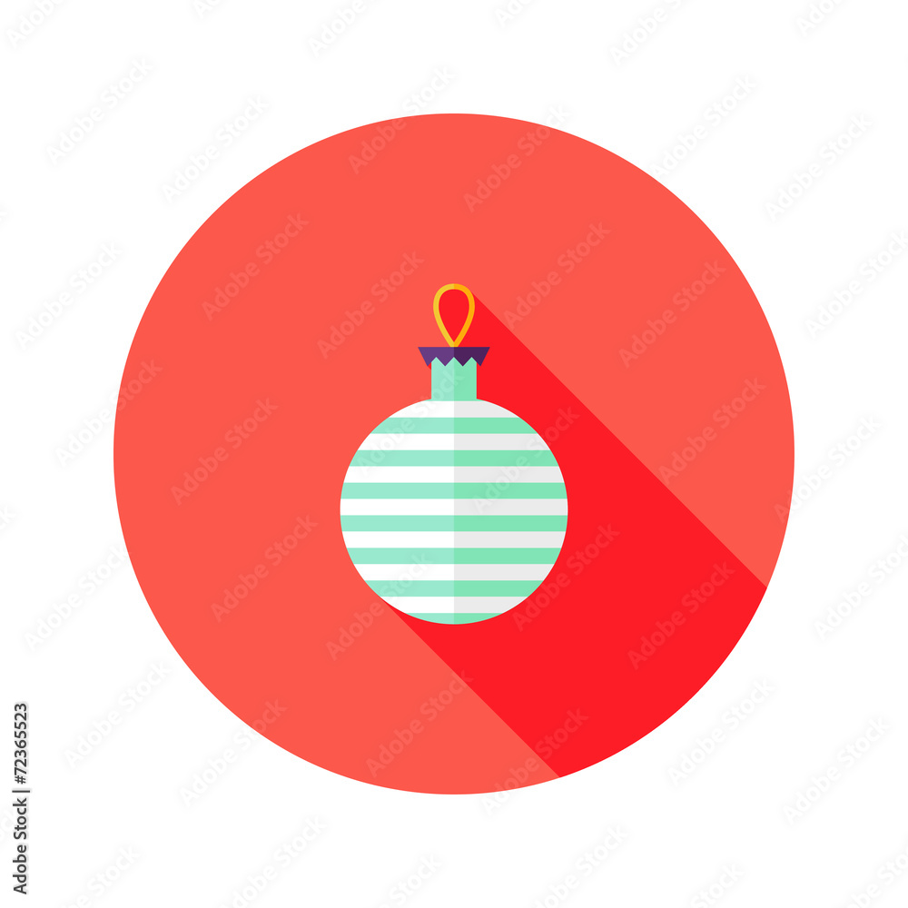 Obraz premium Decorative Stripped Christmas Ball Flat Icon