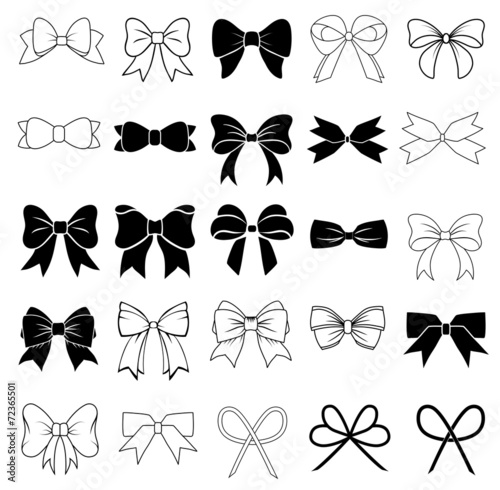 Canvas Print Set of graphical decorative bows.