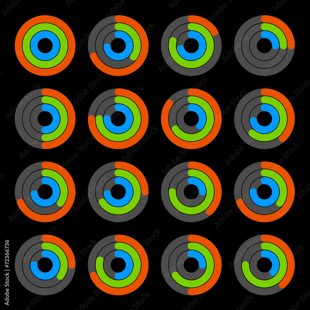 Set of Circular Colored Progress Diagram. Set of Circular Colored Progress Diagram.