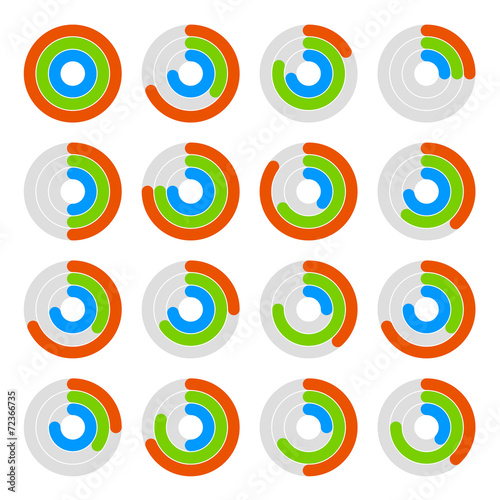 Set of Circular Colored Progress Diagram.