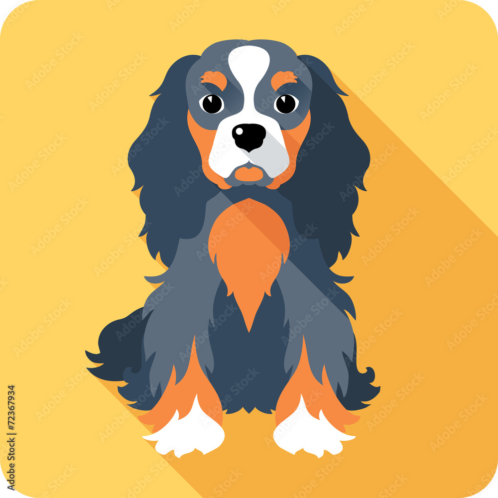 Obraz premium Vector dog spaniel icon flat design