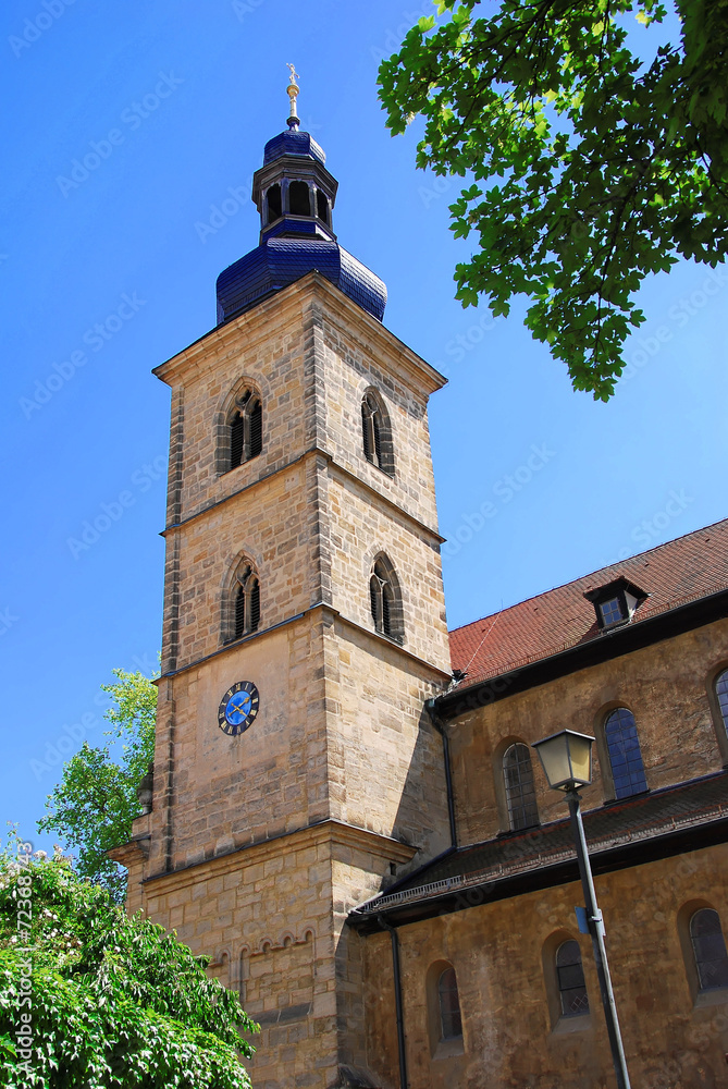 Fototapeta premium Kirchturm der St. Jacob Kirche in Bamberg