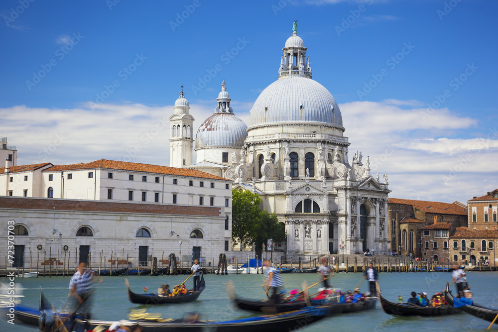 Gondolas on Canal Grande with Basilica di Santa Maria della Salu
