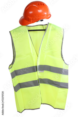 Hat and yellow vest
