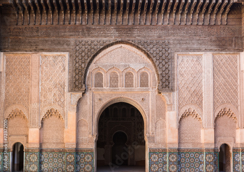 The marble craft of building at Medersa Ben Youssef in Marakesh