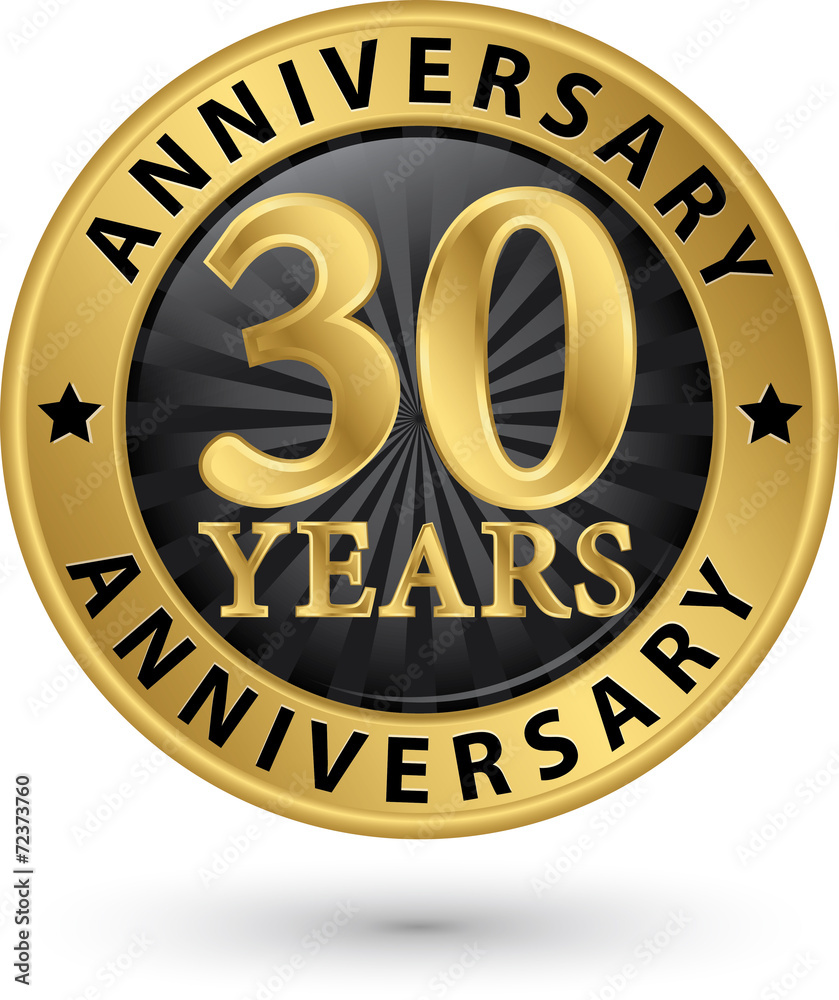 30 years anniversary gold label, vector illustration 30 years anniversary gold label, vector illustration