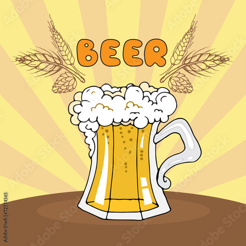 Vector illustration with beer mug for use in design