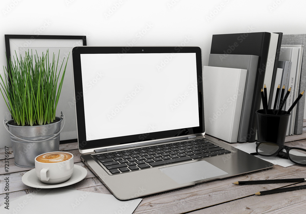 Fototapeta premium modern lap top template mock up background