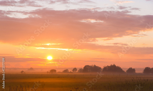 Red Sunbeams Burning Sunset