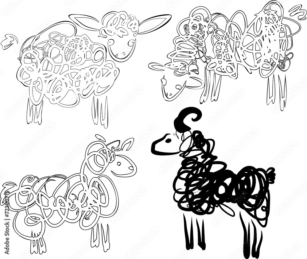 Obraz premium Silhouette of sheeps