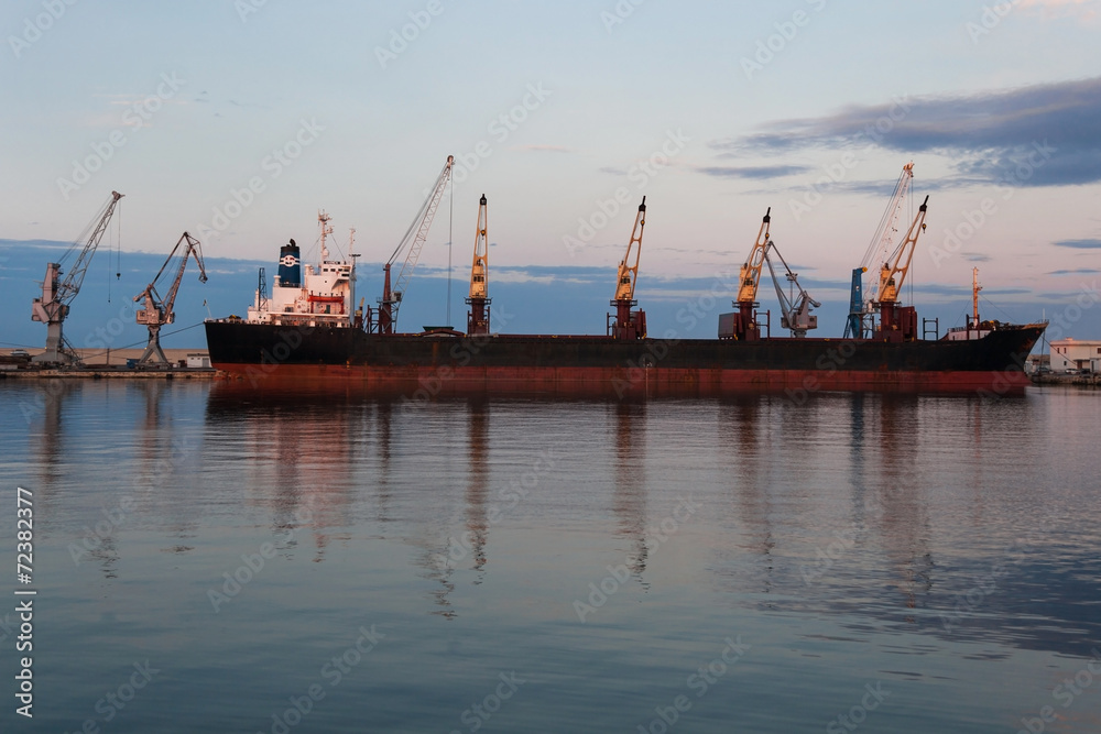 Cargo ship in port