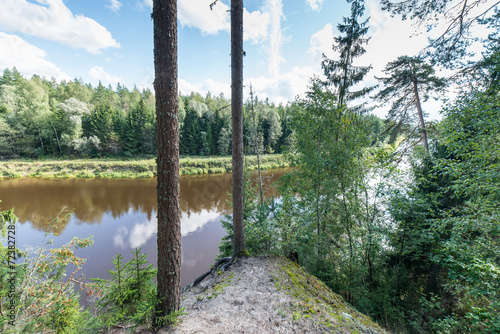 view to the Mountain river with Flowing Water Stream and sandsto photo