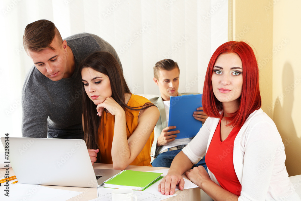 Group of people having meeting in office Group of people having meeting in office